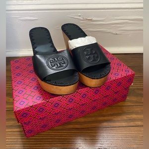 Tory Burch Black Wedge Sandals